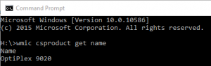 wmic csproduct get name output